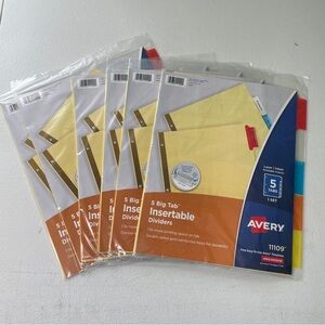 Avery (6 Packs) 5 Big Tab Insertable Dividers Laser Inkjet Printable Inserts New